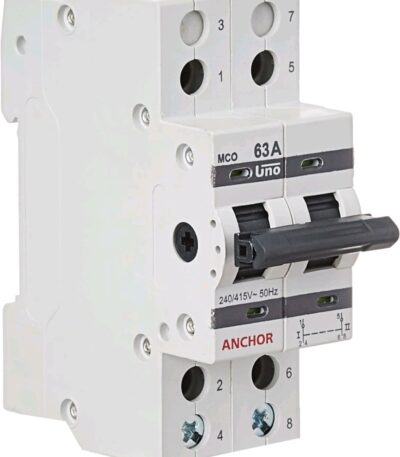 Anchor by Panasonic 98084 UNO Series 63 Ampere Dual Pole Change Over Switch Circuit Breaker Safe Reliable Protection